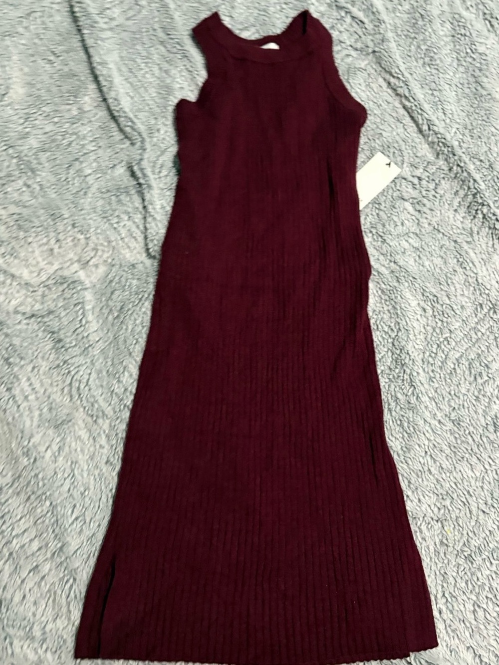 Girls' Sleeveless Ribbed Knit Dress in Burgundy